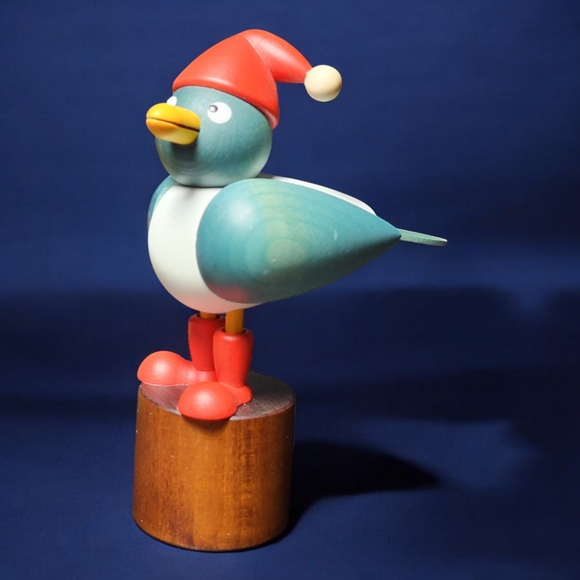 MARTIN handmade wooden Seagull, Christmas seagull, wing color light blu, Germany - Picture 3 of 5